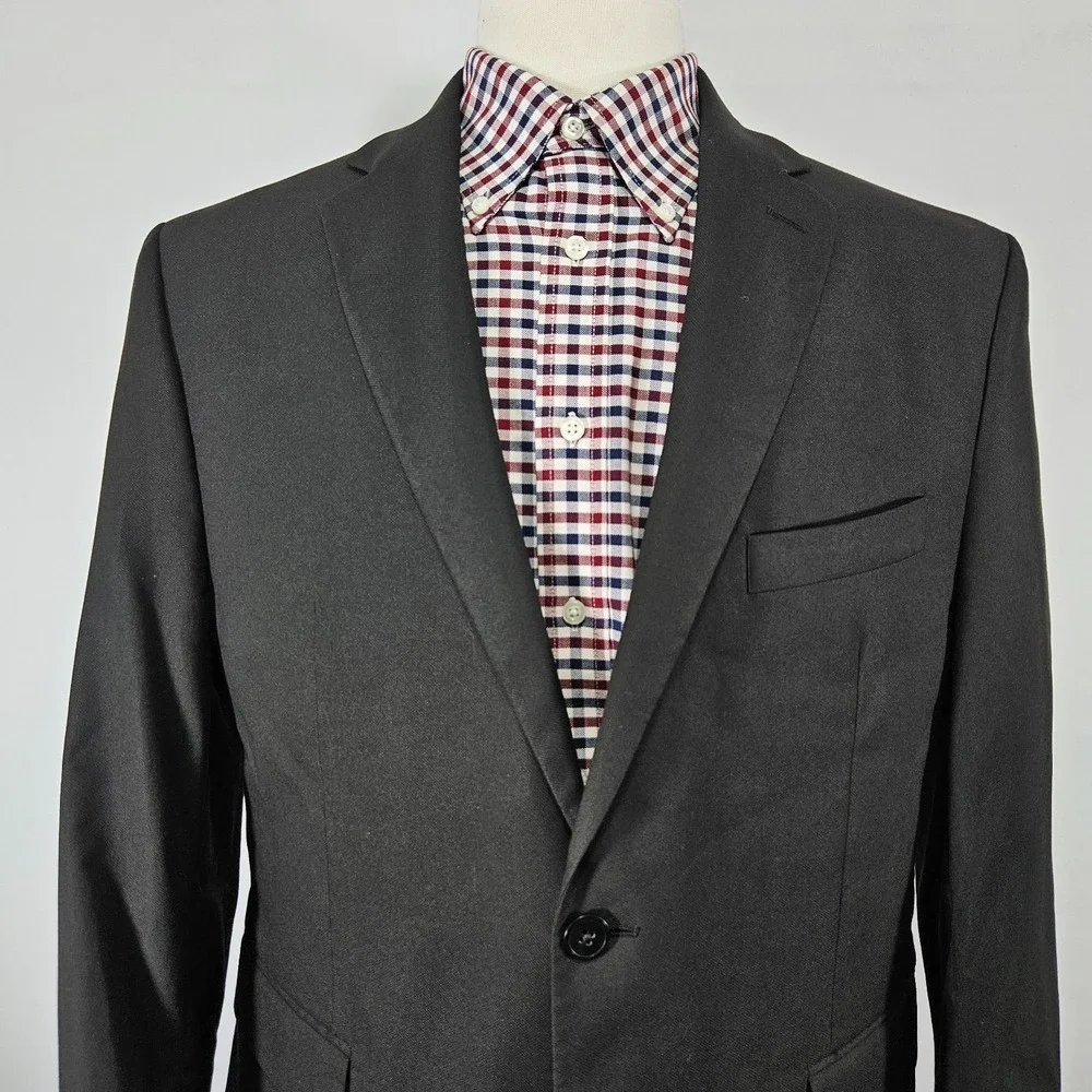 Izod Men's Sport‎ Coat Blazer Two Button Solid Black Polyester Blend Size 44S